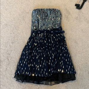 Sparkly Navy Blue Homecoming Dress